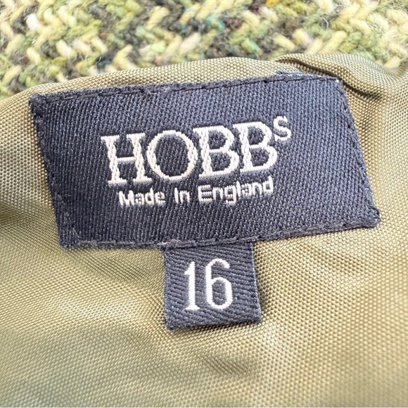 Hobbs London Tweed Skirt Green Plaid A-Line Made in England UK 16 US 12 Wool Zip - Picture 12 of 14
